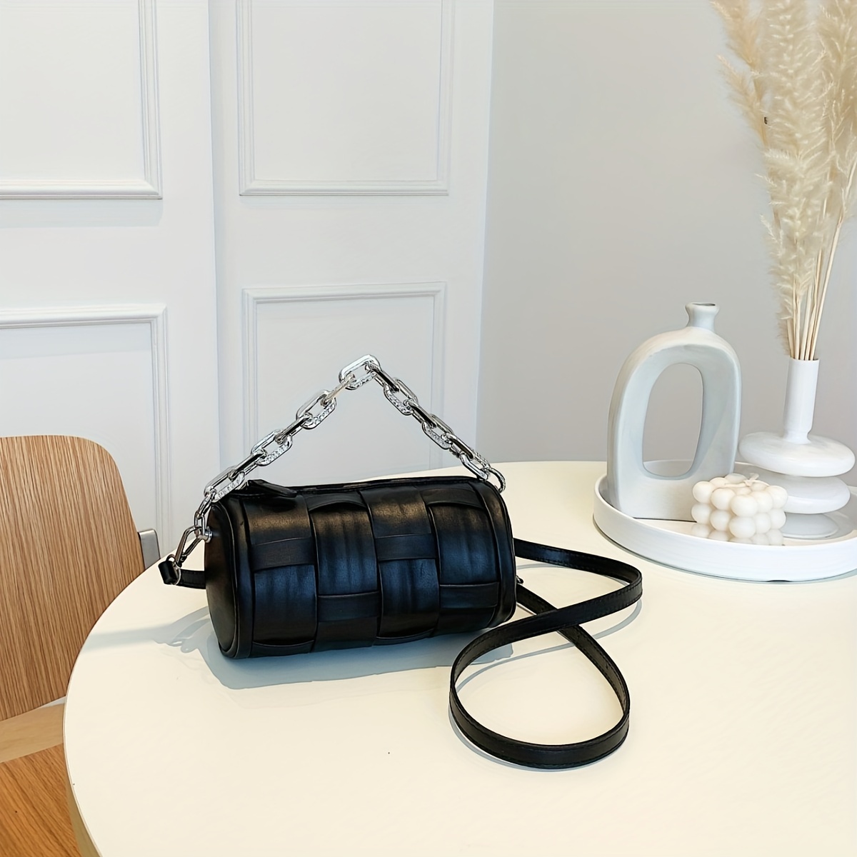Mini Pendant Crossbody Barrel Handbag, Pu Leather Textured Cylinder Bag  Purse, Classic Versatile Fashion Shoulder Bag - Temu Germany