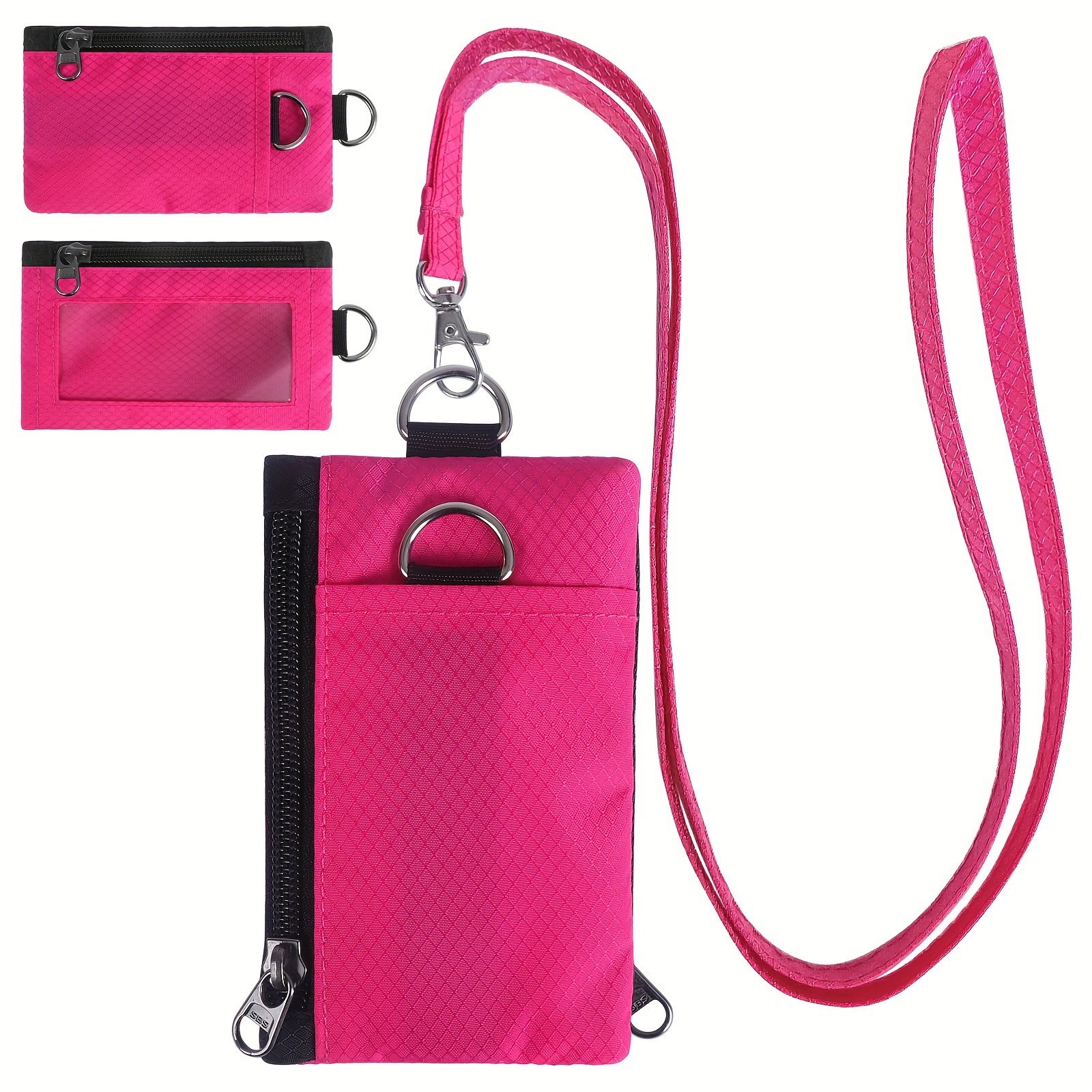 

Lightweight Zipper Minimalist Wallet With Clear Id Window, Mini Zipper Credit Card Holder