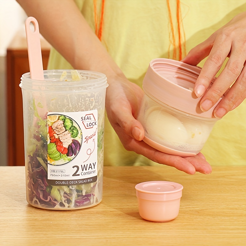 Bottle Salad Container for Lunch Salad Container Cup Set with Sauce Cup and  Fork
