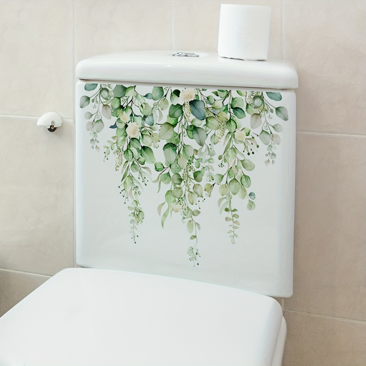 Removable Flower and Leaf Wall Sticker for Bathroom Decoration