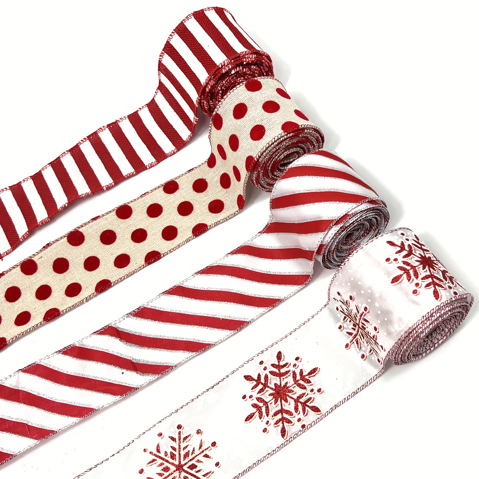 Satin Polka Dot Ribbon Wired Red with White Dots ( W: 1 - 1/2 inch | L: 10 Yards )
