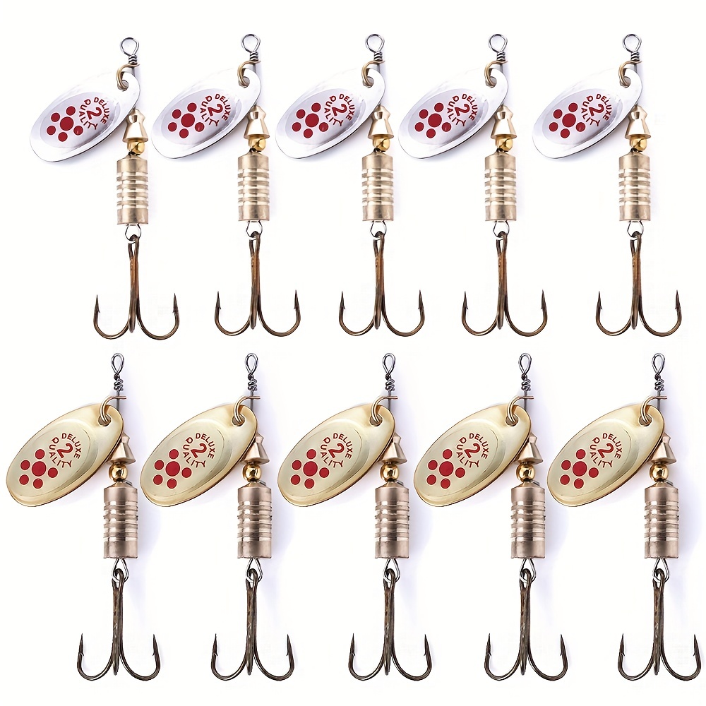 Kit de señuelos de pesca de 12 piezas de 0.17 onzas, mini spinners de  pesca, kit de señuelos de metal coloridos, cebos giratorios de un solo  gancho