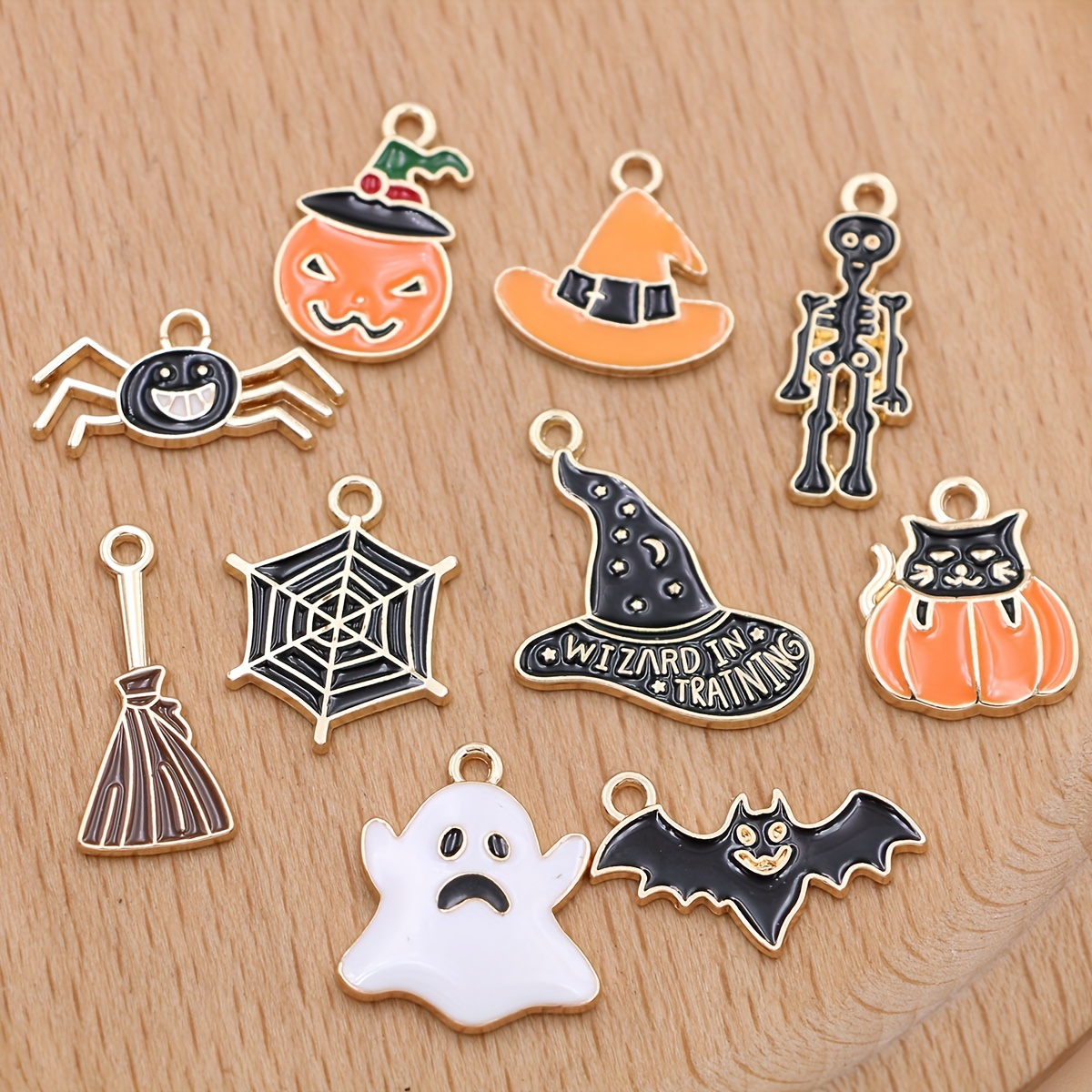  SUNNYCLUE 1 Box 10Pcs 5 Style Wizard Charms Halloween Charms Witch  Charms Bulk Lucky Energy Witch Hat Charm Laser Cut Charm for Jewelry Making  Charms DIY Earrings Bracelet Necklace Craft Women