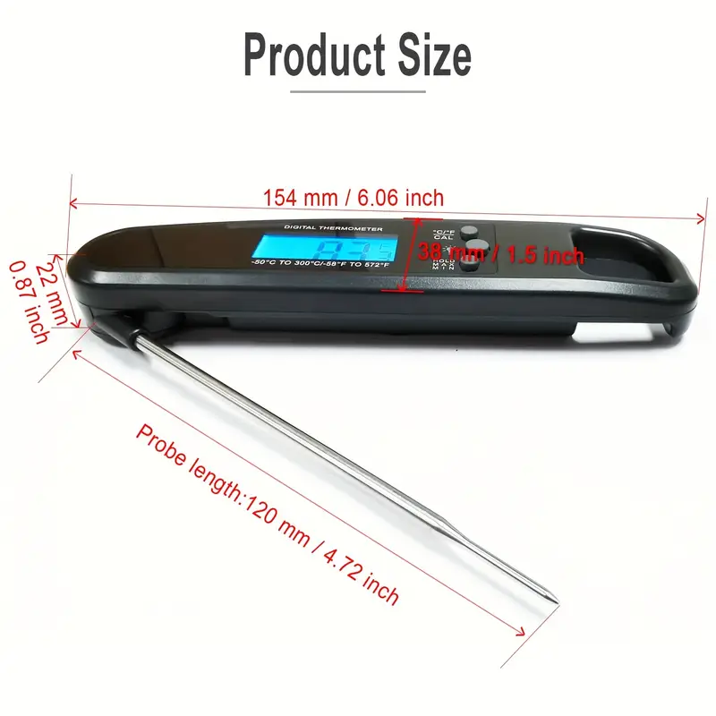 Digital Instant Read Meat Thermometer - Waterproof Kitchen Food Cooking  Super Fast Thermometer Electric Probe With Backlight LCD - Best For BBQ