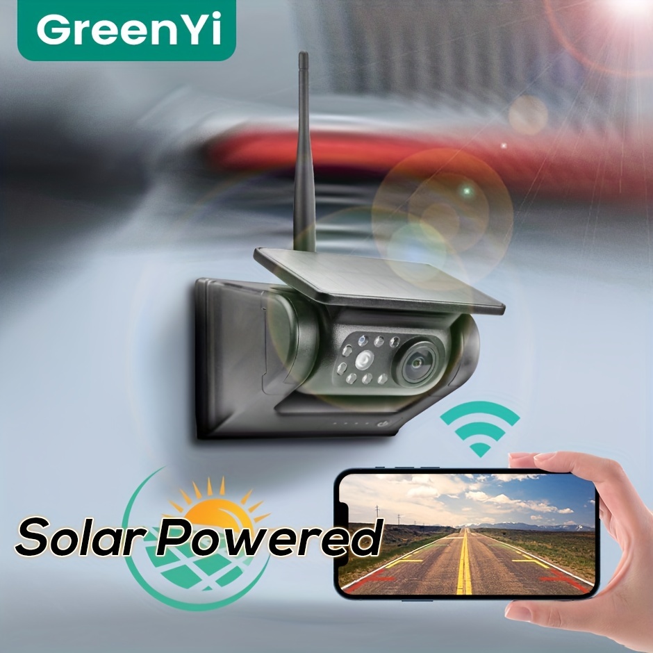 Solar Powered Magnet Rear View Camera Ips Monitor Wireless Kit For