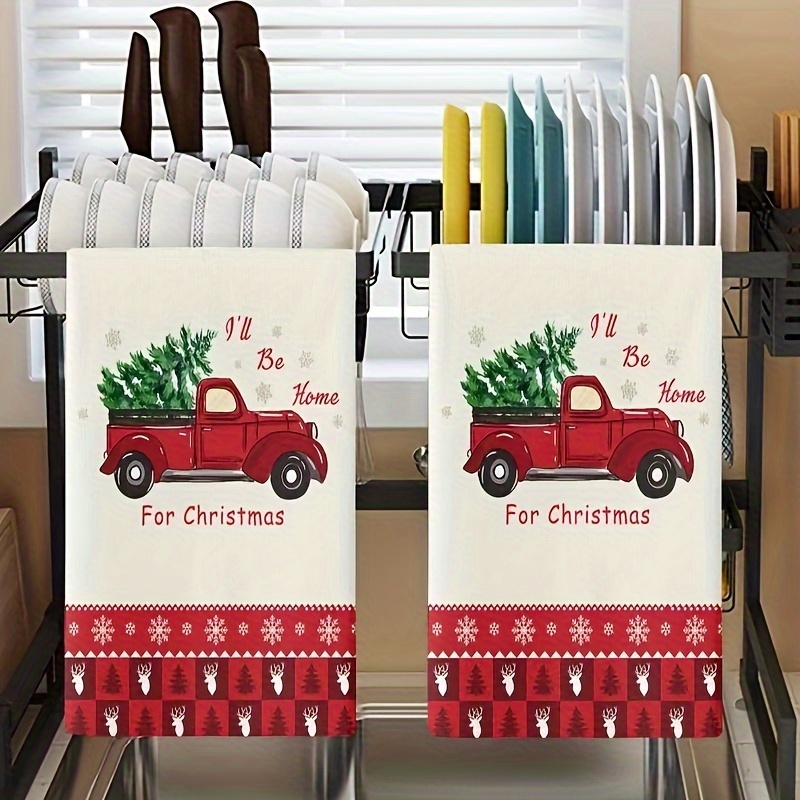 Christmas Hand Towels Truck Christmas Tree Kitchen - Temu