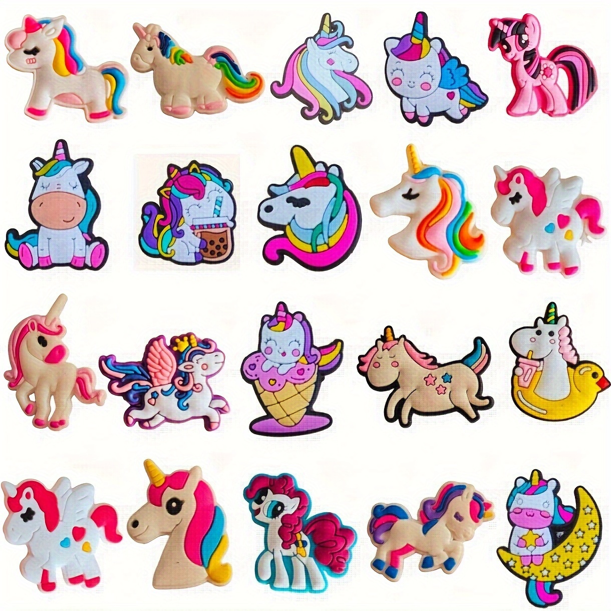 7pcs Luminous Rainbow & Unicorn Shoe Charms for Clog Sandals Shoes