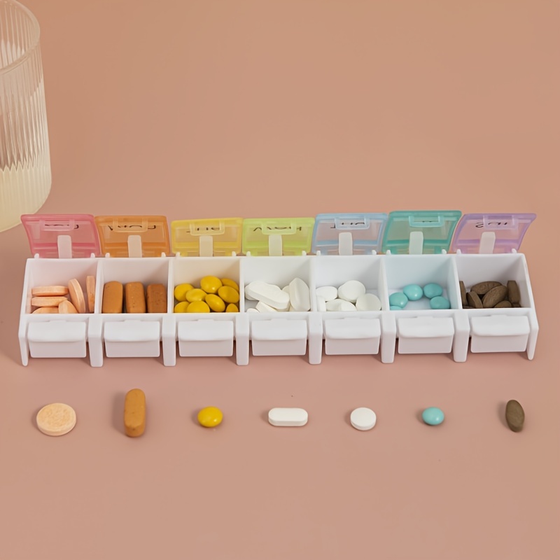 1pc colorful pill cases simple weekly pill box portable travel small medicine storage box medicine packing box 7 grid waterproof pill storage organizer medicine container details 3