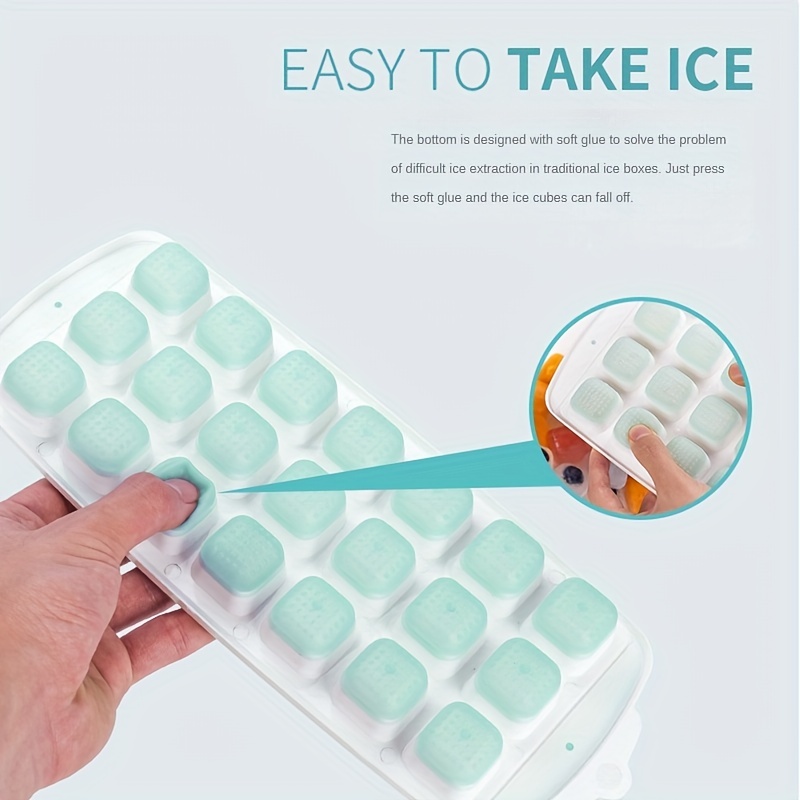 Ice Cube Trays for Freezer, Easy Release Silicone 21-Grain Ice Trays with  Lid