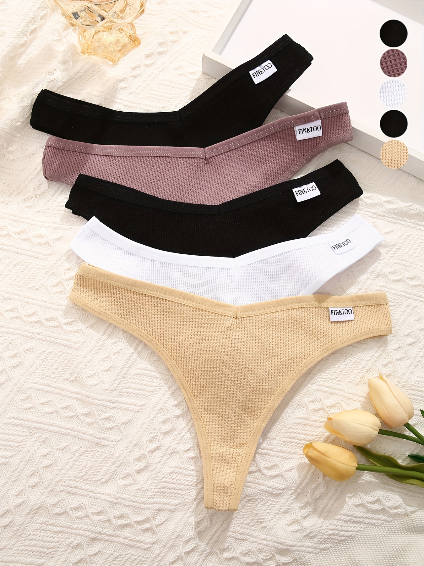 Women's Underwear Cotton Cute Low Bikini Rib Cheeky - Temu Canada