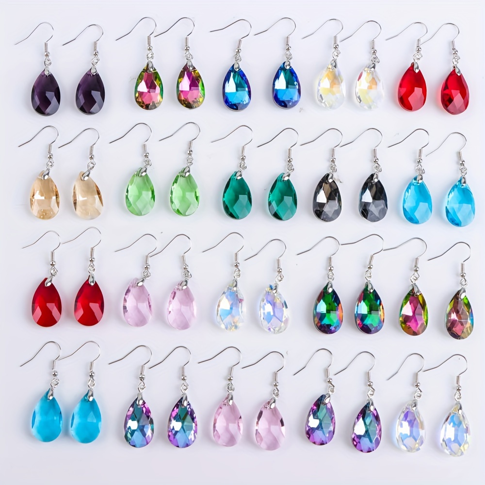 Image of 10 Pairs / Set Elegant Simple Shiny Colored Water / Maple Leaf Shaped Rhinestone Earrings Temperament Women's Jewelry Daily Party Wearing Gifts