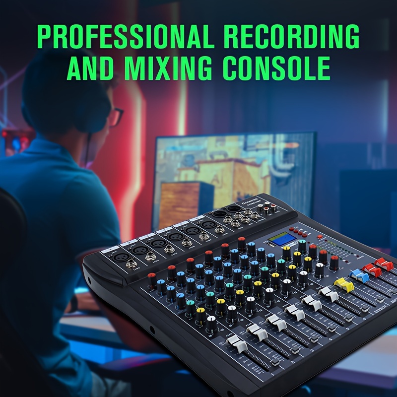 4-channel Usb Audio Mixer With Wireless Microphone Studio Sound Mixers With  Bt Rec Dj Console Mixing For Karaoke - Temu Germany