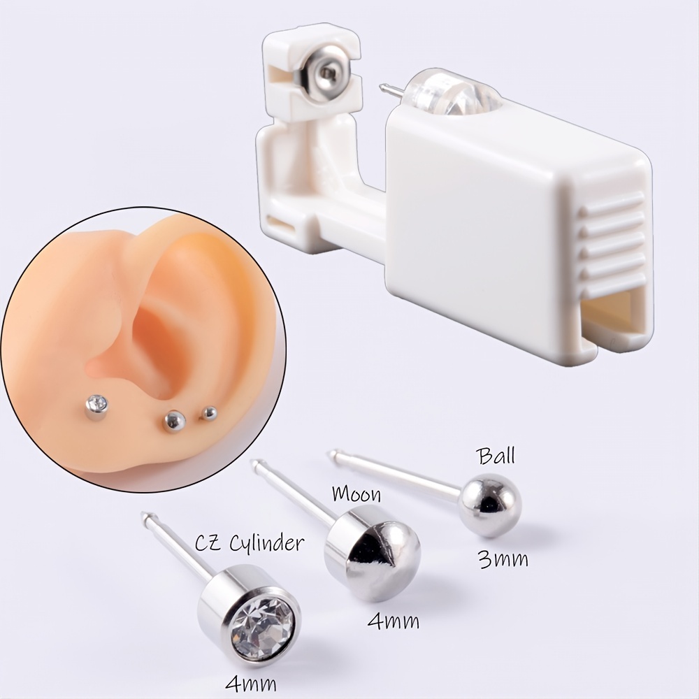 6 Pieces Ear Piercing Gun Kit Disposable Nose Piercer Self Ear Pierce Kit  with Pierced Earrings Portable Piercing Kit Household Body Piercing Tools