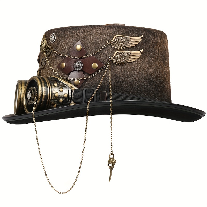 Steampunk Hat Steampunk Top Hats For Men With Goggles Steampunk Time  Traveler Hat Steampunk Accessories Halloween Party