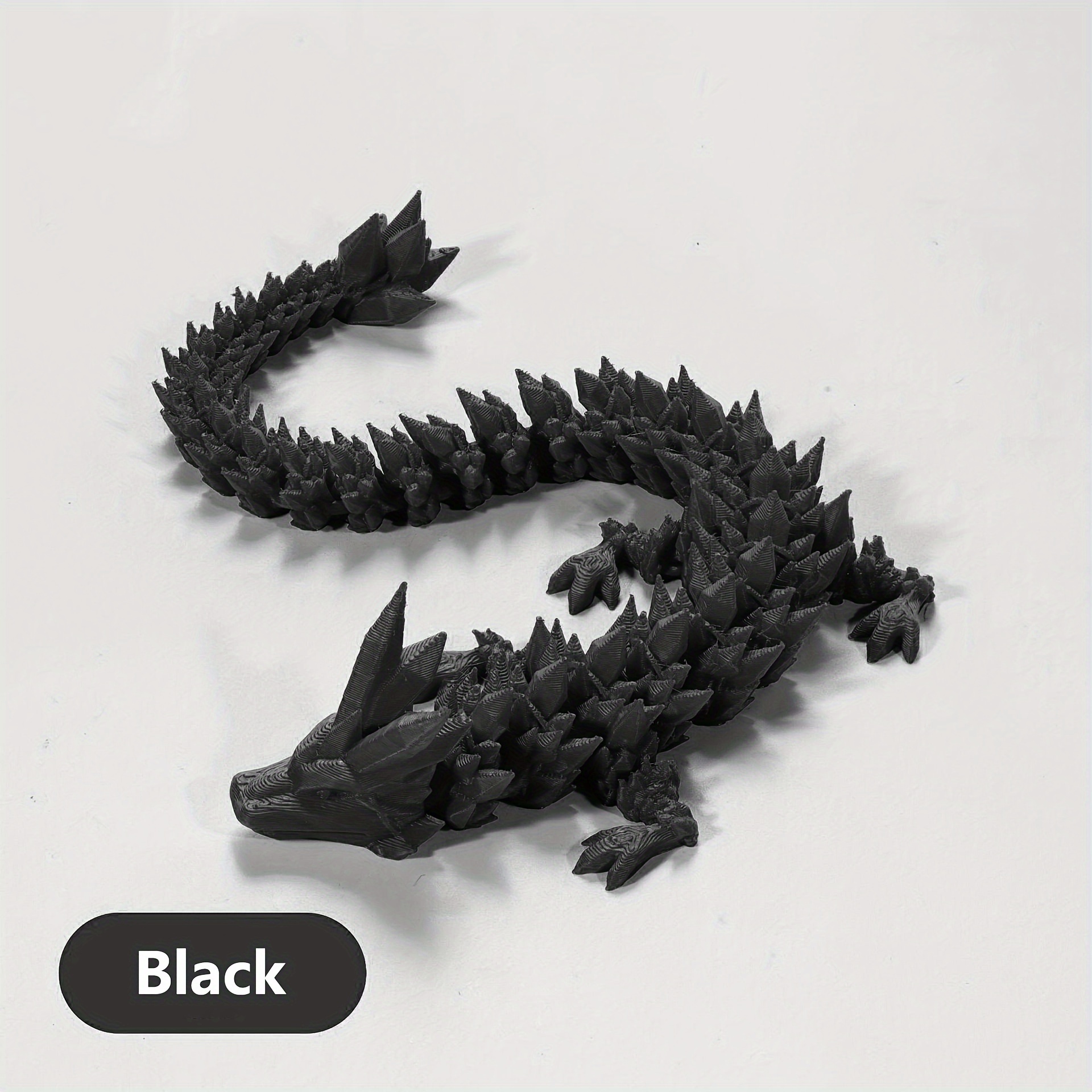 3D Printed Articulated Flexi Void Sea Dragon Fidget Toy (Small, Black)