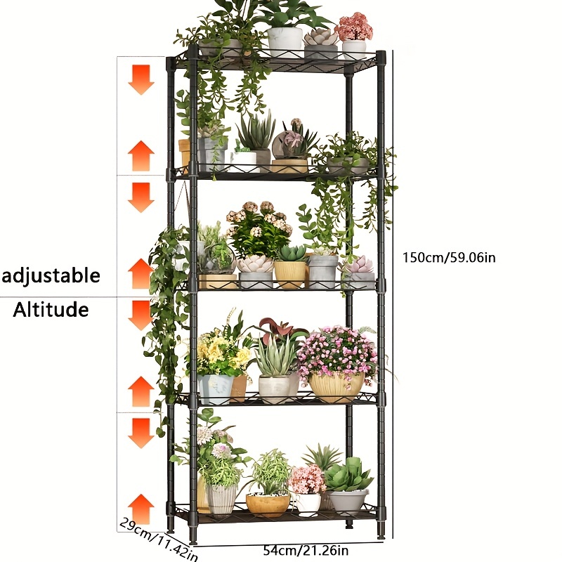 Floor-standing Storage Shelf, 4/5-layer Metal Storage Rack, Adjustable  Height Balcony Flower Pot, Potted Plant Storage And Organizer Rack,  Sundries Storage Rack For Bedroom, Living Room, Bathroom, Study, Home  Organization - Temu