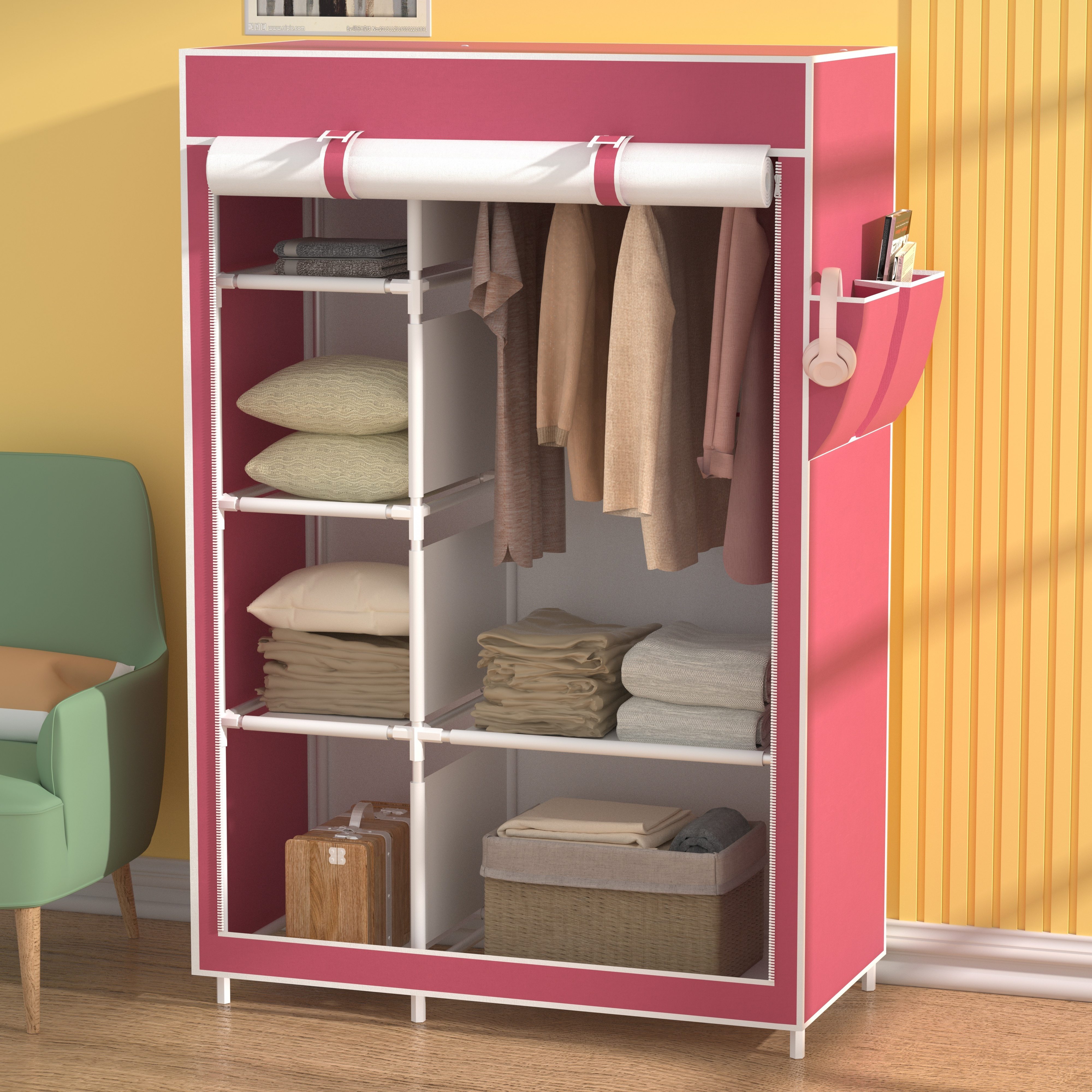 Portable Closet, Closet Storage with 6 Shelves, Clothes Rack with