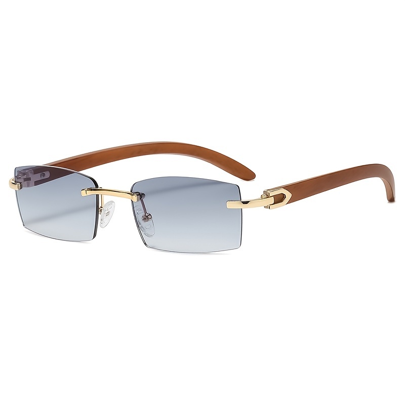 Punk Rimless Rectangle Sunglasses Vintage Small Frame Sun Glasses