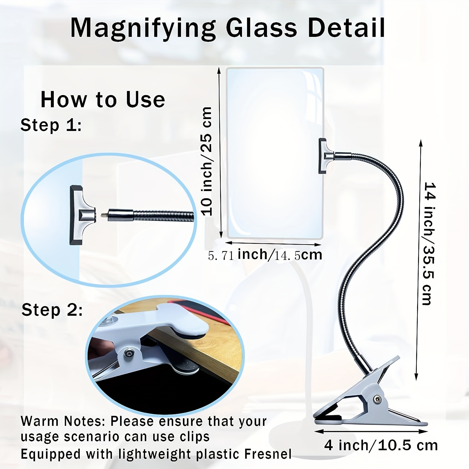 Large Magnifying Glass Hands Free With LED Light Magnifier Giant Reading  sewing 