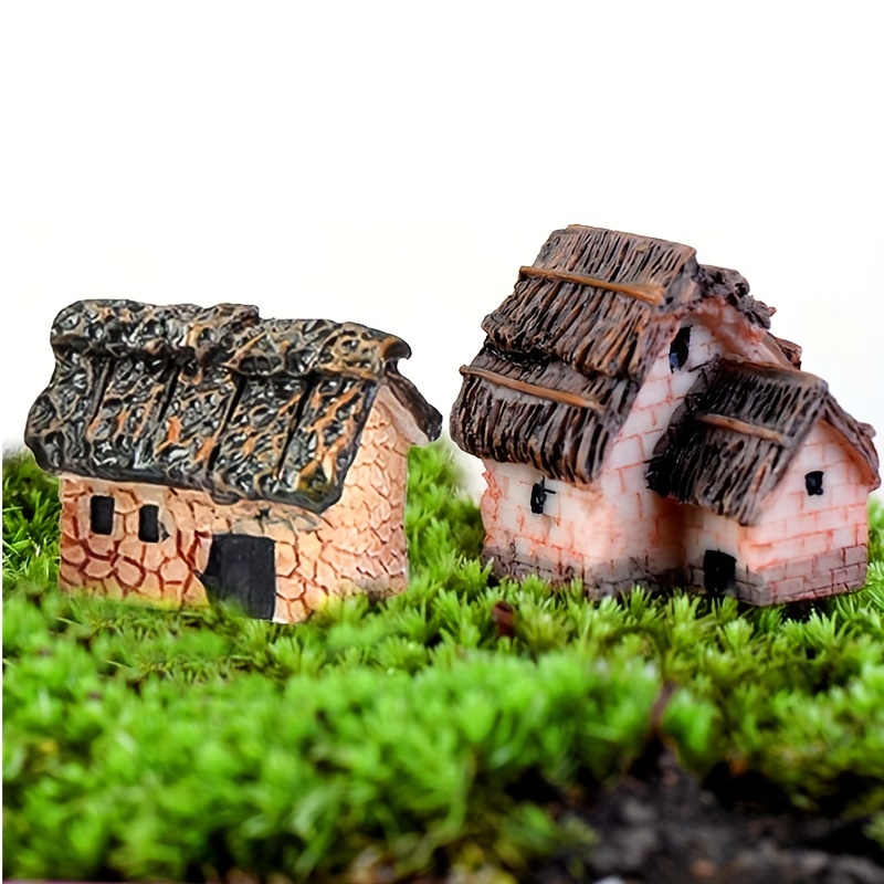 6 pcs Mini Maison Résine Statues Accessoires, Miniature Village Hutte  Figurine Cottage, DIY Fée Jardin Micro Paysage Décor, Pour Bonsaï Succulent