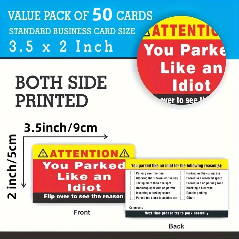 50pcs Funny Business Cards, Bad Parking Cards Multi Reasons Violation  Stocking Stuffers For Adults