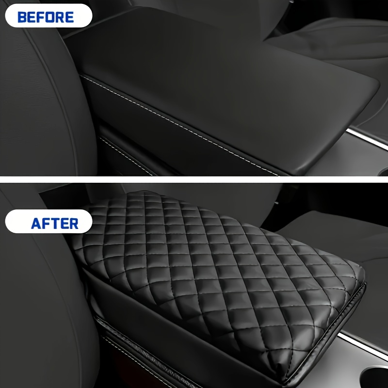 Pu Leather Car Center Console Cushion Car Armrest Box Cover - Temu
