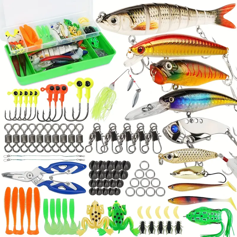 Fishing Lures Tackle Box Bass Fishing Kit Including Animated Lure,crankbaits,spinnerbaits,soft  Plastic Worms, Jigs,topwater Lures,hooks,saltwater & Freshwater Fishing  Gear Kit For Bass,trout,salmon. - Temu Denmark
