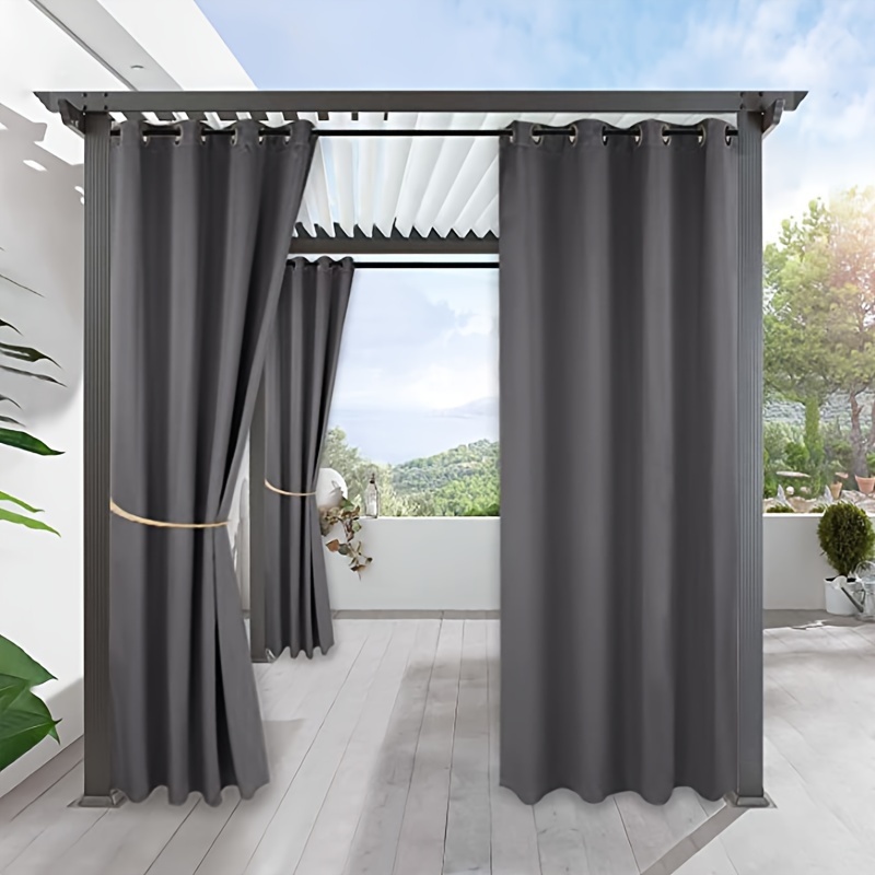  Cortina exterior impermeable para patio, pantalla de división  impermeable con paneles de cortina con ojales, cortina opaca de privacidad  para pérgola exterior, porche, piscina, sala de estar, dormitorio, balcón  (color gris