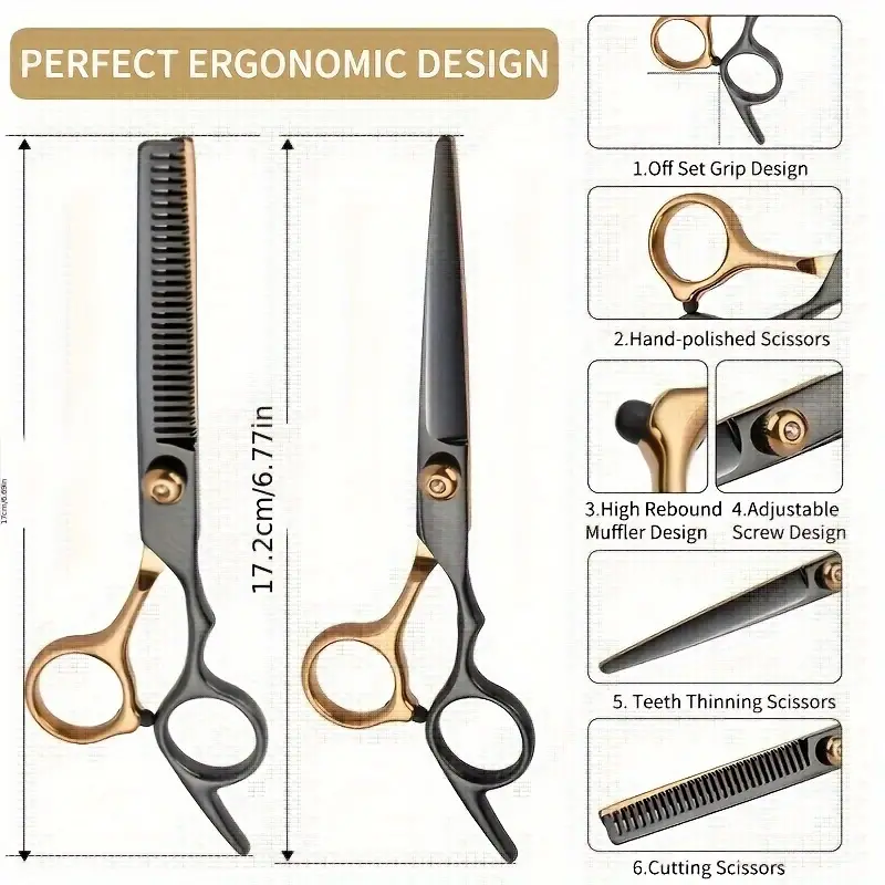 Professional Hair Cutting Scissors Kit, Barber Shears Set With
