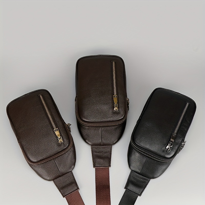 Small PU Leather Chest Crossbody Bag Men