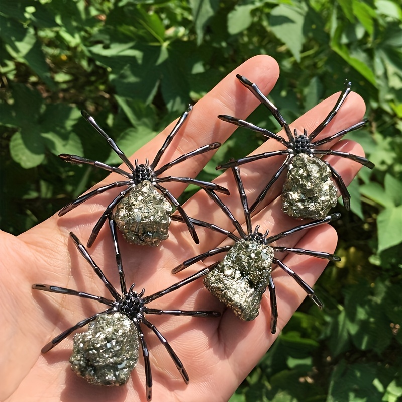  2Pcs Punk Spider Crystal Bead Brooch Pin Set for Women