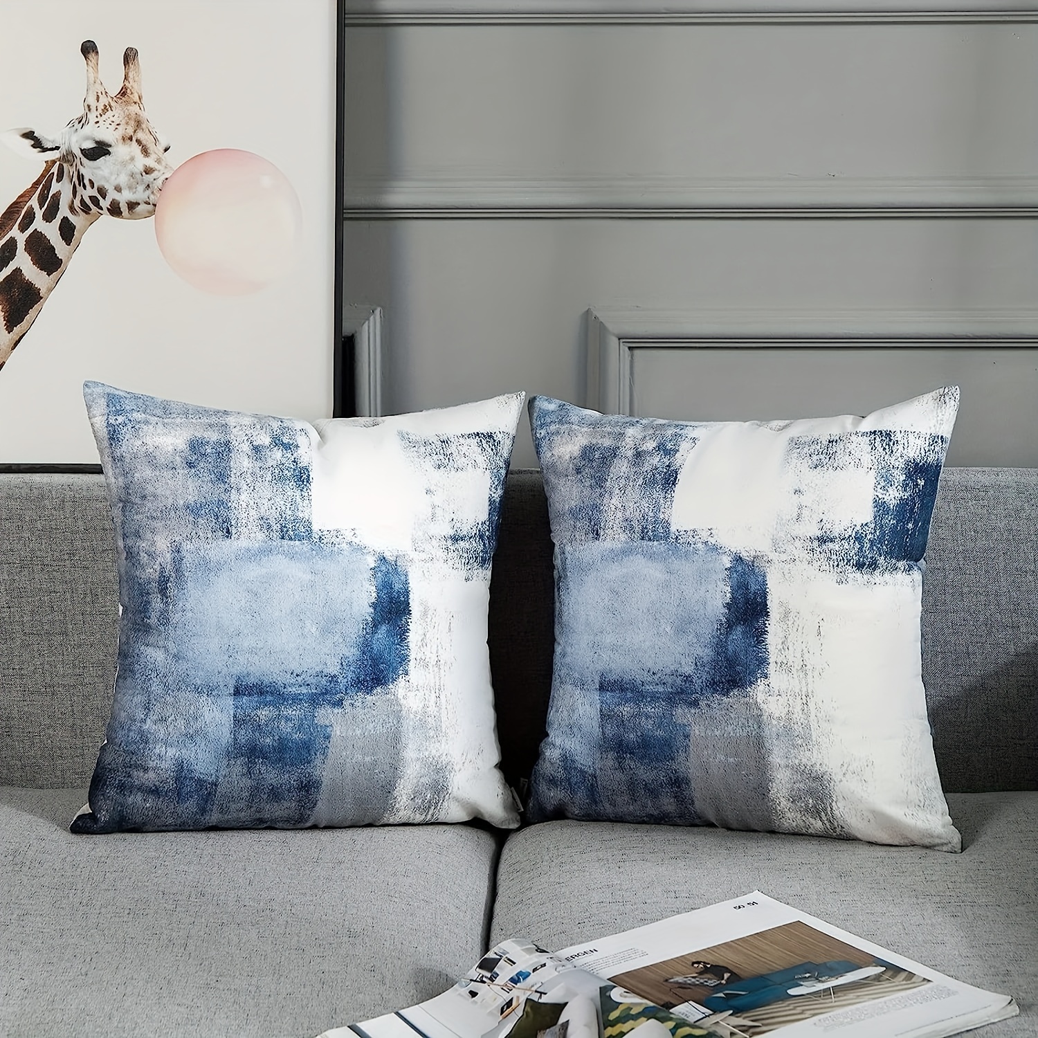 2pcsabstract Oil Painting Throw Pillow Covers For Home Decor