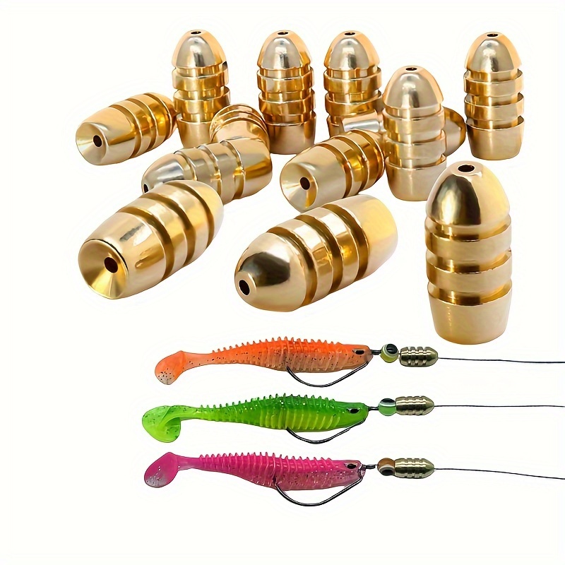 10pcs Bullet shaped Copper Sinker Fishing Weights For Texas Rig