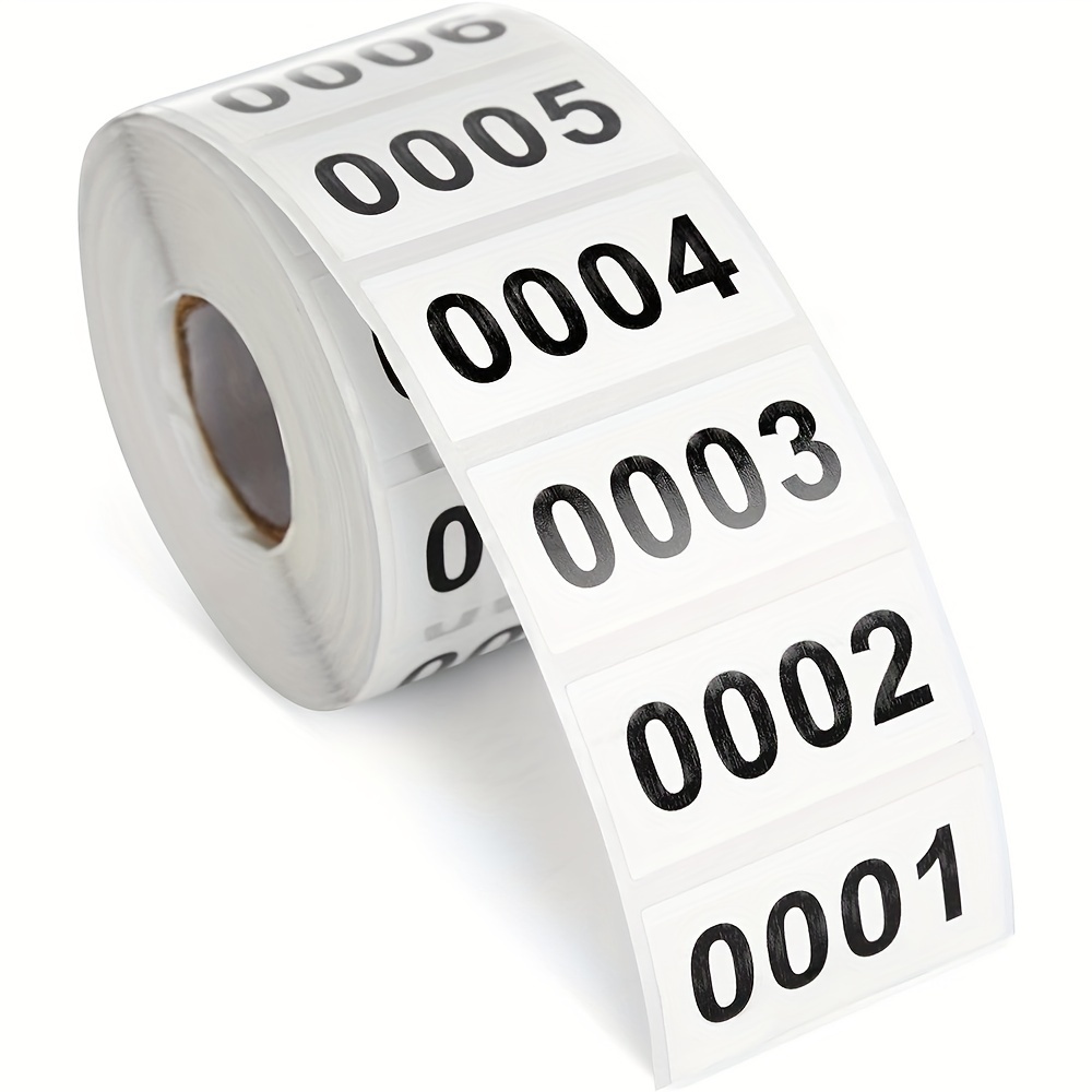 

0001-1000 Count Inventory Numbered Stickers Roll, Self-adhesive Consecutive Number Labels Tag For Storage Organizing, Moving Box Labeling, Business Supplies (white, 1.6x0.8 In)
