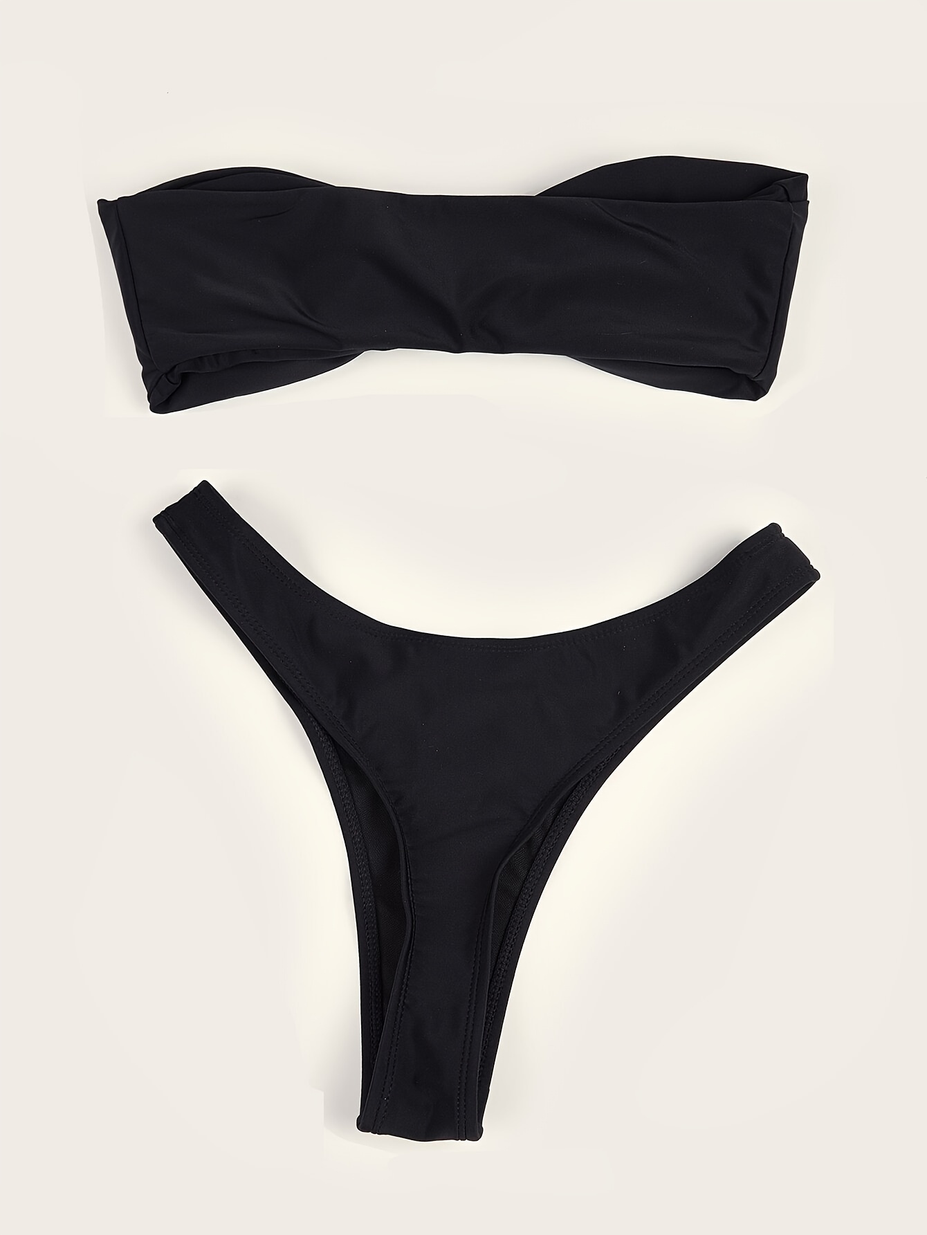 2023 European and American One-Word Collar Swimsuit Bikini with Bandeau and High Waist Separated Women's Swimwear