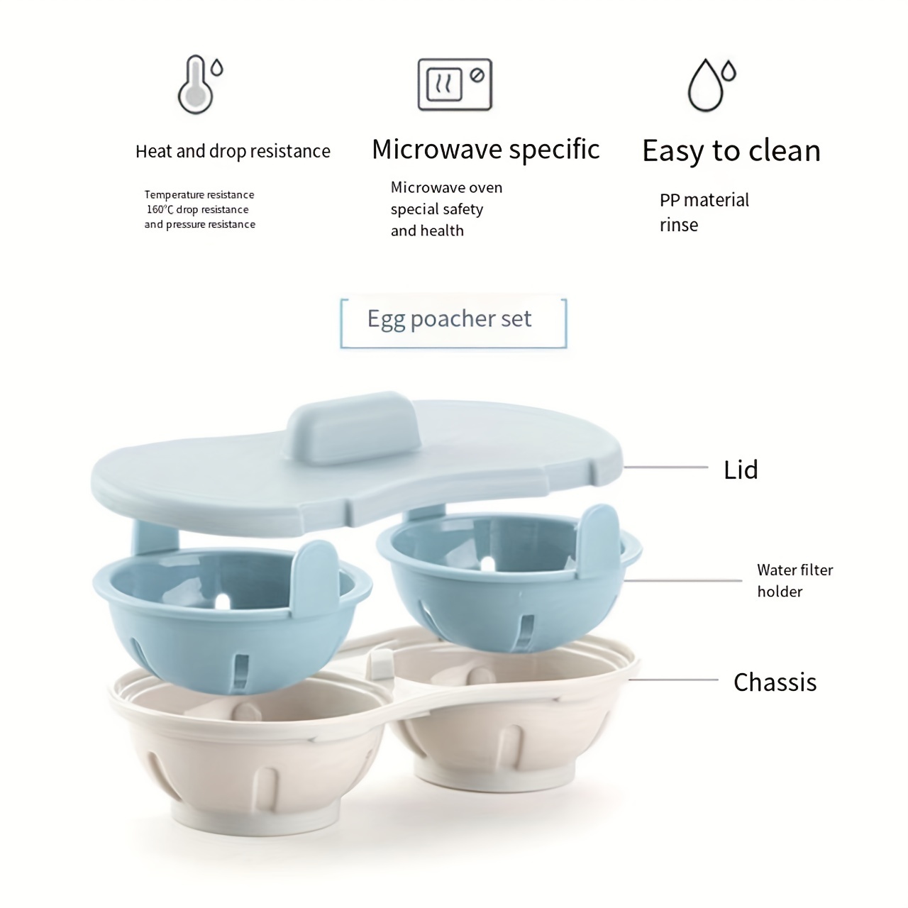 Microwave Egg Poacher, Silicone Double Egg Poaching Cups, Egg Maker  Poached, Egg Steamer, Kitchen Gadgets - Temu