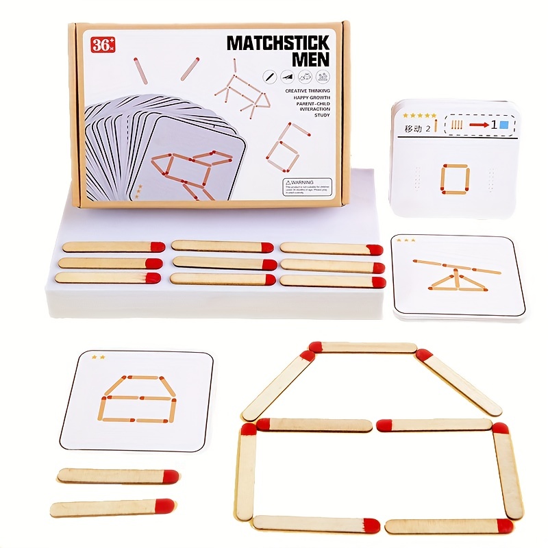 Montessori Matches Puzzles Spiel Holzspielzeug Kinder Mobile Matches DIY  Mathematik Geometrie Brettspiel Denkspiel Logiktraining Lernspielzeug für