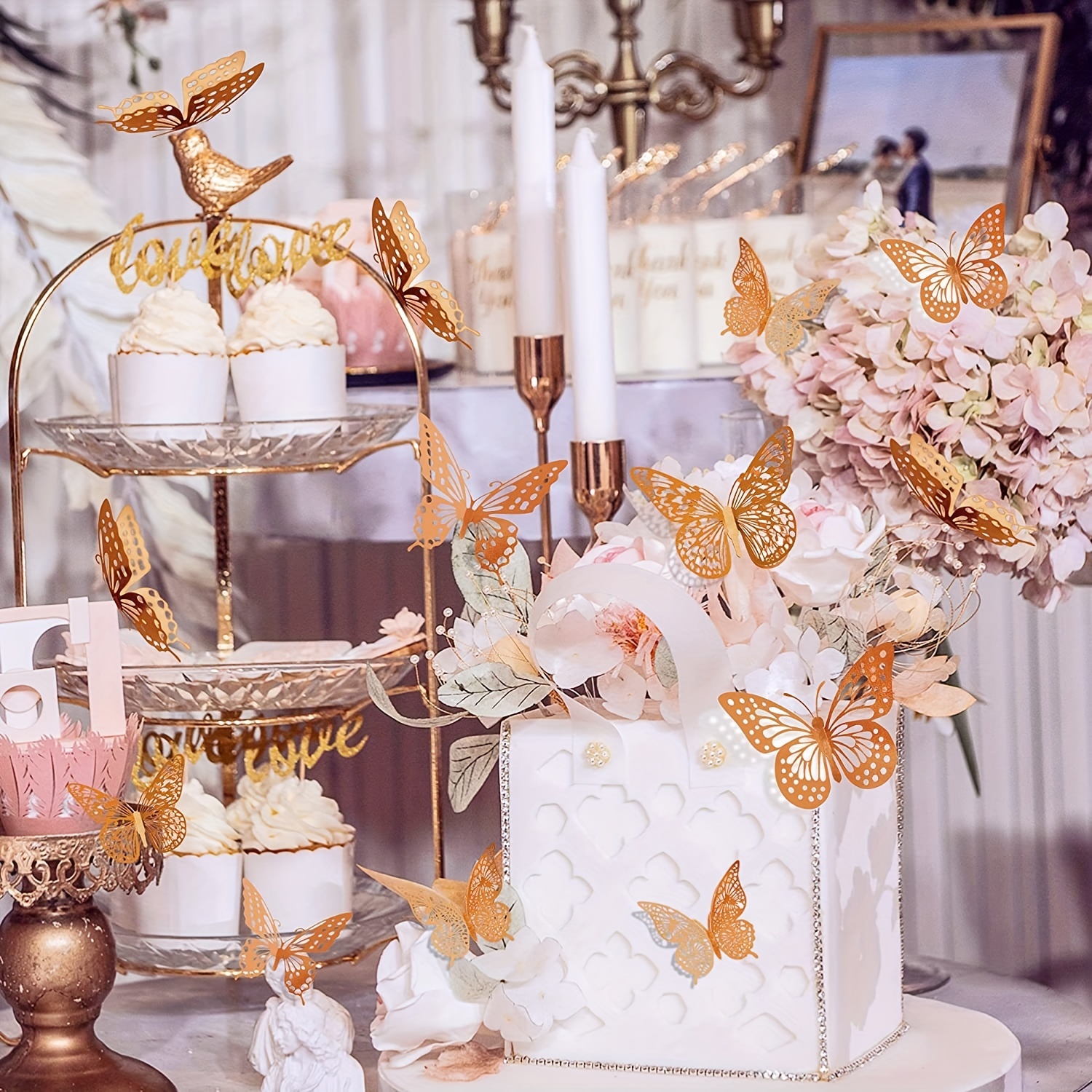 Butterfly Baby Shower Decorations for Girl Rose Gold 3D Butterfly