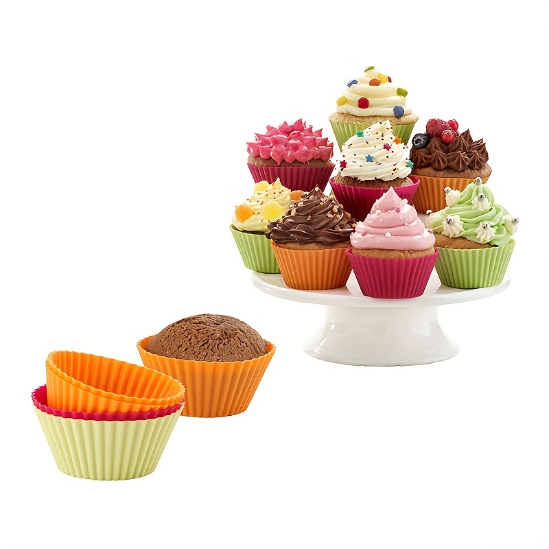 Silicone Cupcake Liner Solid Color Reusable Baking Cups for Cake