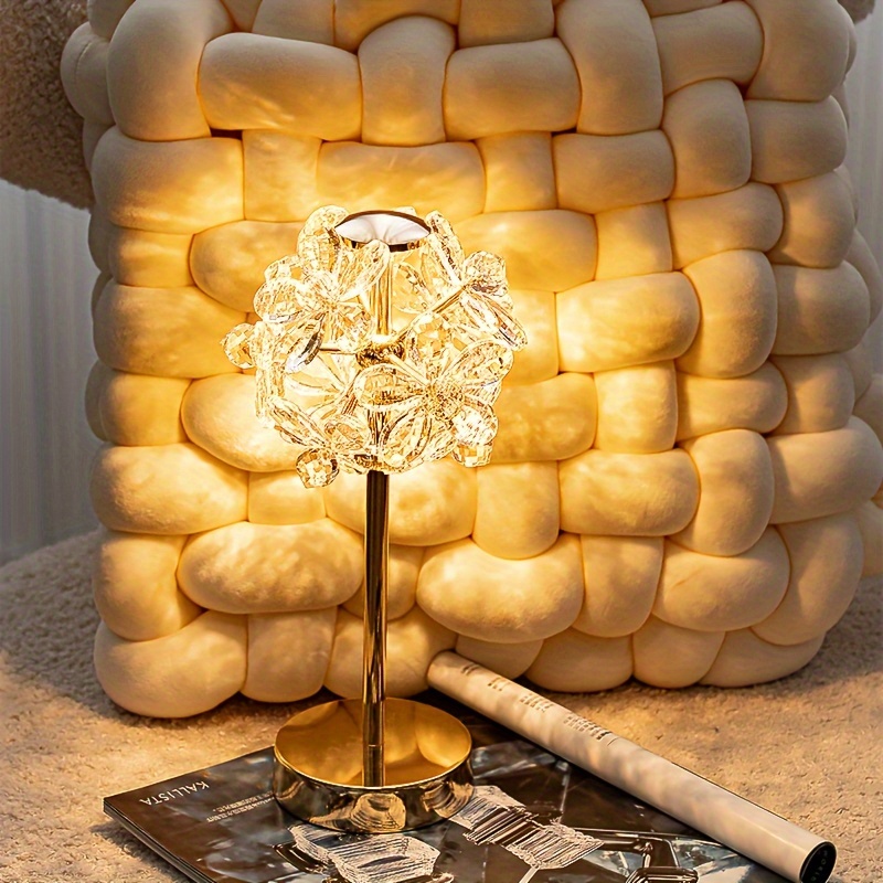 Lampe en cristal, lampe de table décorative en cristal avec lumière  dimmable à 3 voies, lampe rechargeable USB pour chambre à coucher, petite  lampe de table pour salon de chambre à coucher