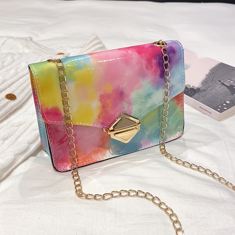 Small Metallic Glossy PU Leather Shoulder Bag Clutch Handbags for