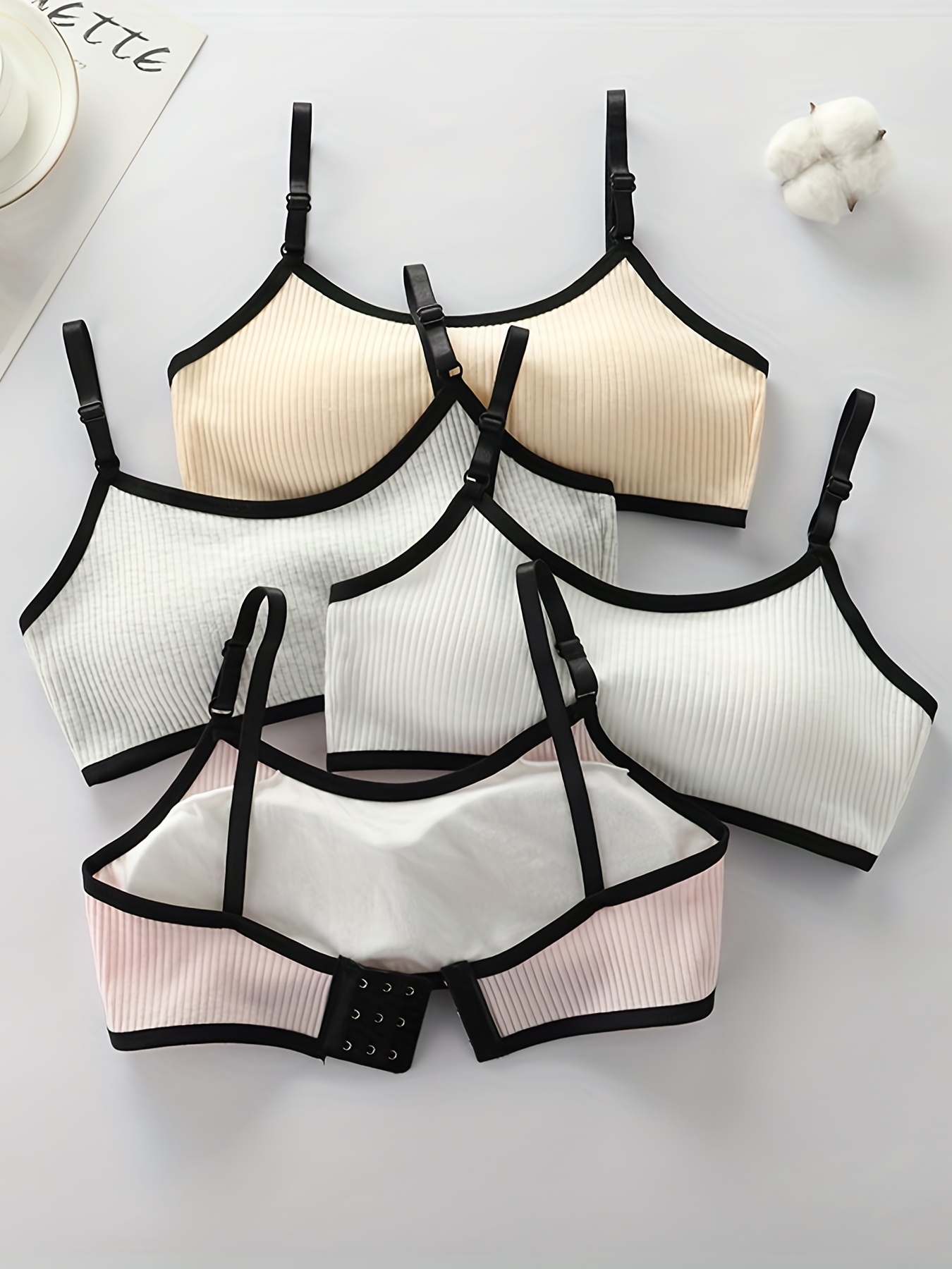 Girls Elegant Style Seamless Bras Solid Color Thin Straps No - Temu Portugal