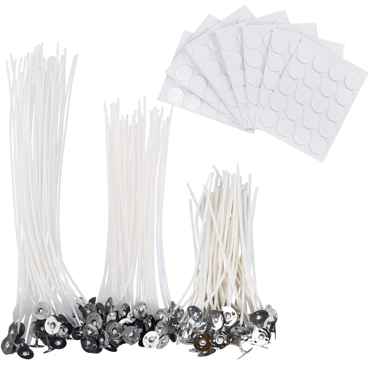 100pcs Candle Wicks 8 Inches (20 Cm), Candle Wicks With Metal Bases, 60pcs  Candle Stickers