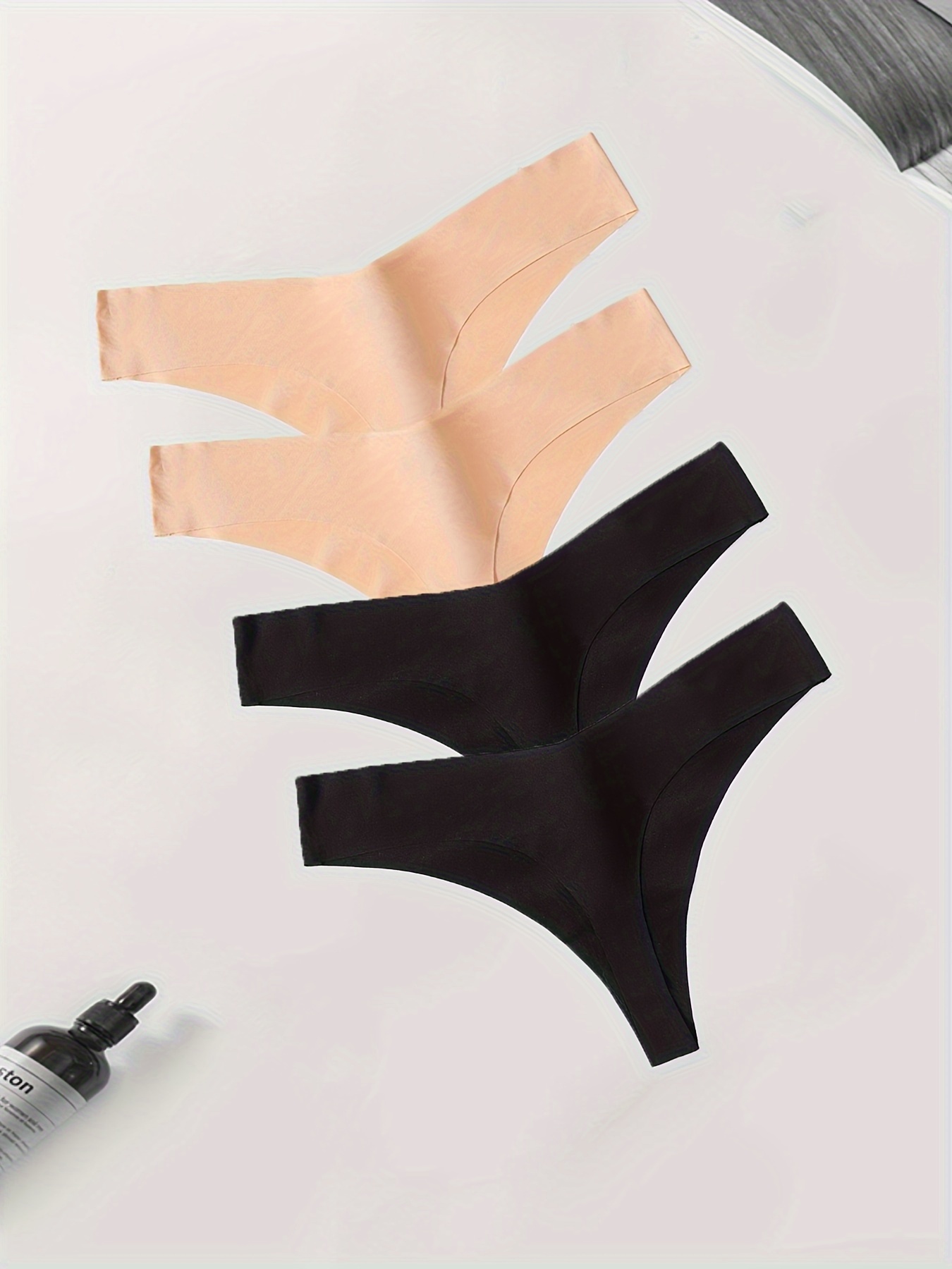 4pcs Solid Plain Boyshort Panties, Soft & Comfort Low * No Show Panties,  Women's Lingerie & Underwear