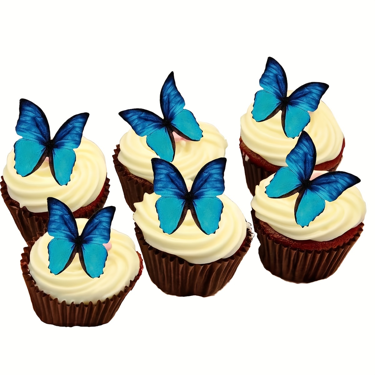 50 Pcs Butterfly Decorations Edible Cake Decorations Butterfly Cupcake Toppers Edible Wedding Cake Birthday Party Food Decoration Mixed Size & Colour