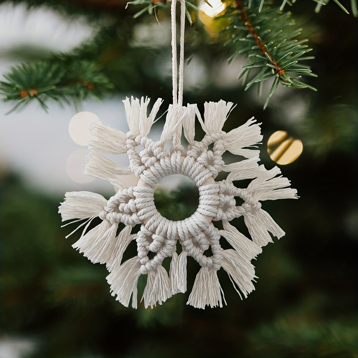 Handmade Woven Macrame Ornaments Snowflake Boho Christmas - Temu