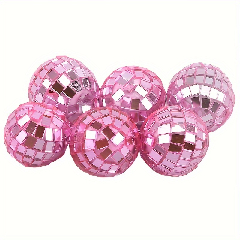 4 Pcs Large Pink Disco Ball Mirror Disco Ball 70s Mellow Pink Disco Ball  Hanging Disco Ball Stage Lightning Effect Ball for 70s Theme Party DJ Stage