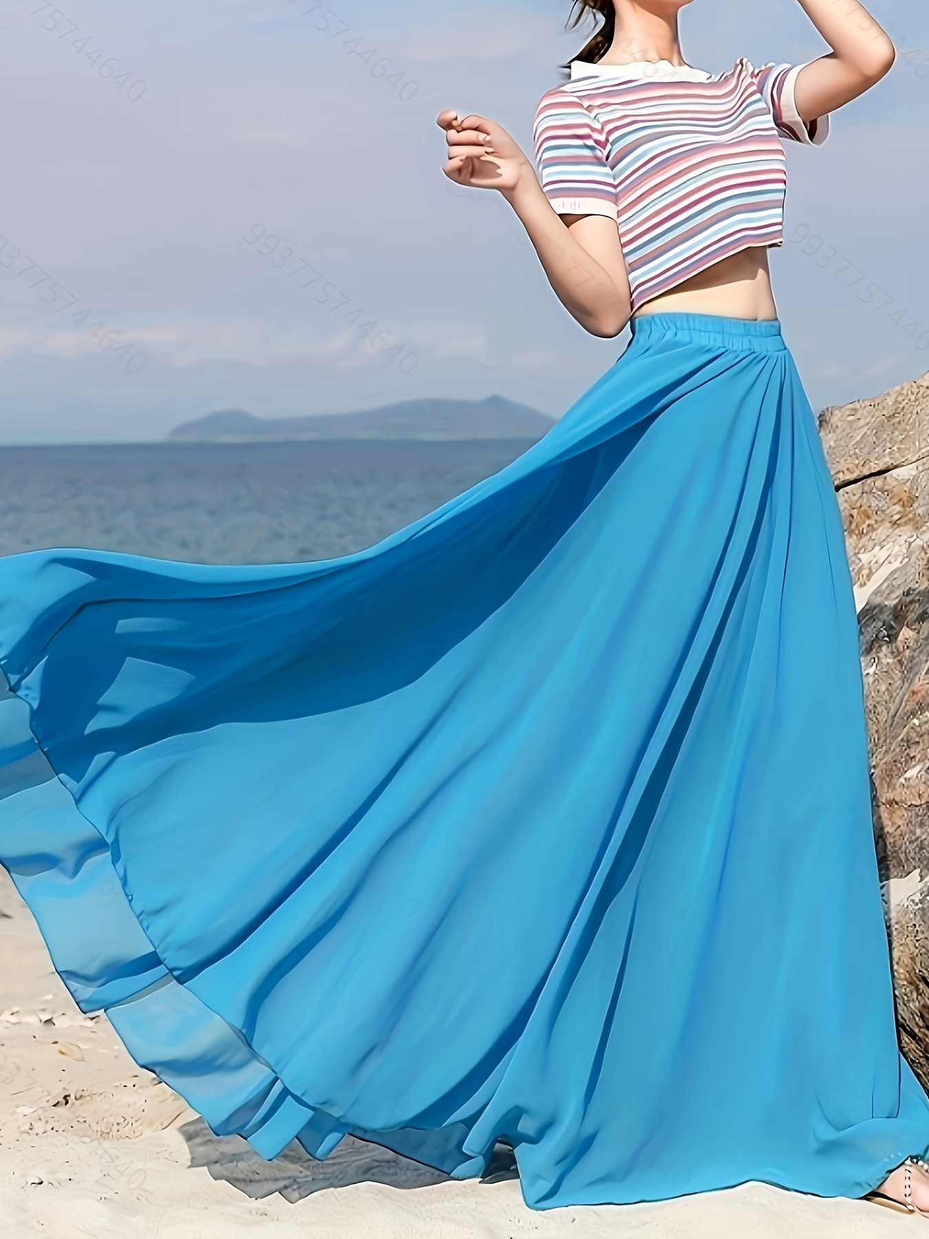 Three layer Chiffon Full length Long Skirt Solid Color Dance - Temu  Philippines