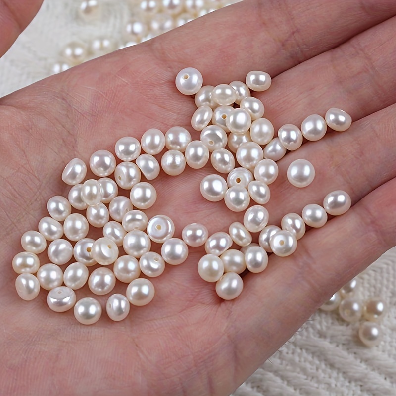 Flat Back Pearl Beads 690pcs 6 Sizes Beige Craft Pearl Cabochons Half Pearls  Loose Beads Gem 