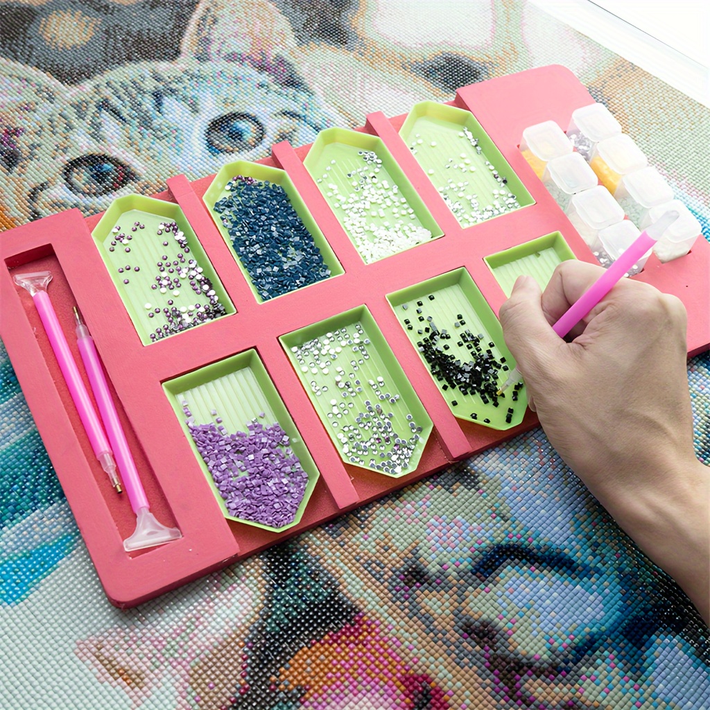 Diy Diamond Art Tray Holder Size Plastic Material With Trays, Pens
